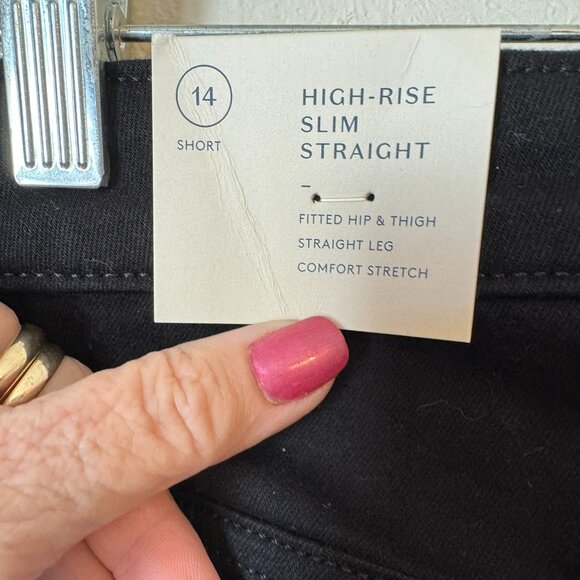 NWT BLACK HIGH RISE SLIM STRAIGHT JEANS  14 PETITE     #H - Picture 5 of 11